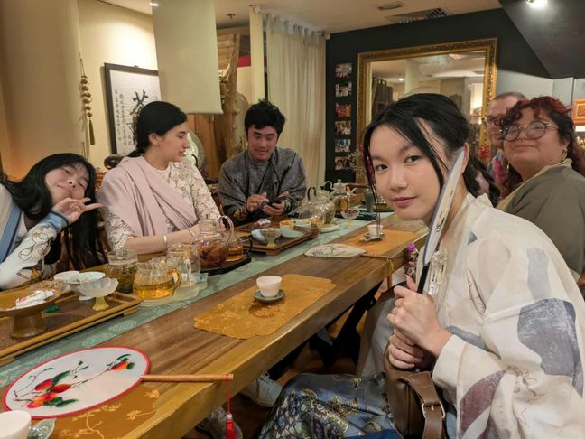 Wing and her friends enjoying tea at Topotea.
