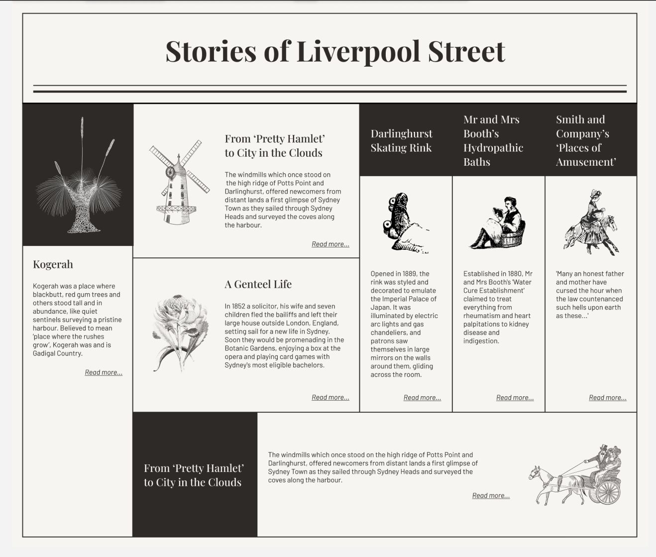 Alternative tile layout for stories of Liverpool Street in the home page.